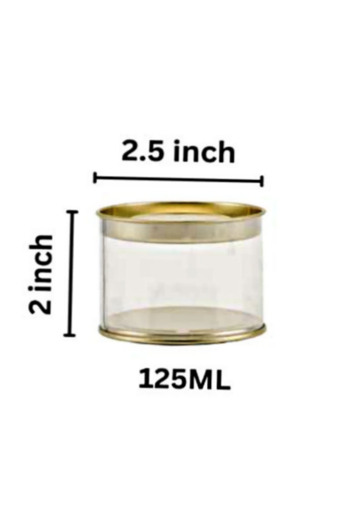 Clear Plastic Pet Jar with Golden Lid 125ML 2.5x2 Inch (MOQ 100 PCS) (RD)