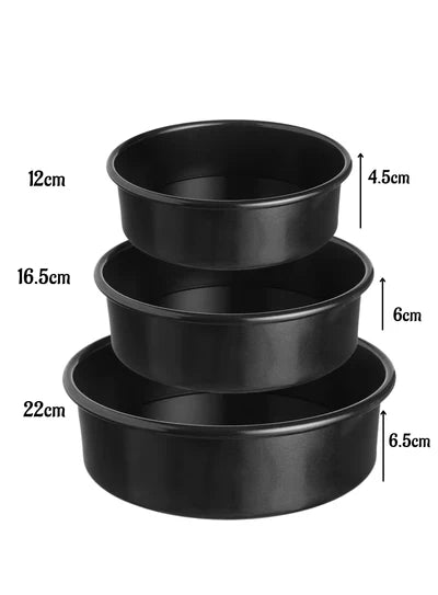 3 Pcs Set Non-Stick Loose Bottom Round Cake Mould with Removable Base (SBNS-200-4) KL-77 (MOQ 12 PCS) (IRD)