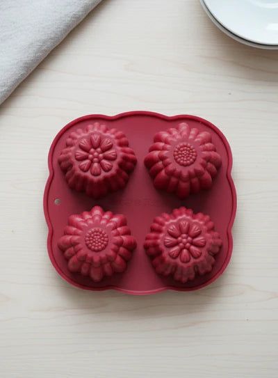 4 Cavity Silicone Poppy Muffin Mold - 1 Piece - CK3-024 (MOQ 12 PCS)