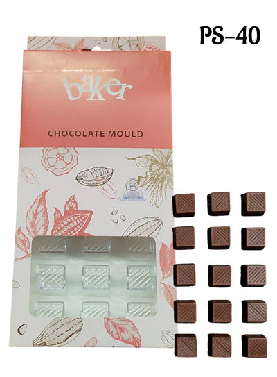 Regular Bakers 24-Cavity Polycarbonate Square Chocolate Mold with Striated/Crisscross Design |SBPS-40|1 Piece| (MOQ 12 PCS) (ADD)