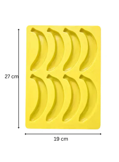 8-Cavity Banana Shape Silicone Mould – Non-Stick Flexible Mold for Chocolate, Ice Cream, Dessert Bars & Cakesicles | DIY Baking & Freezing Tray (Multicolor) (SBSM-MB-5013) (ALD)