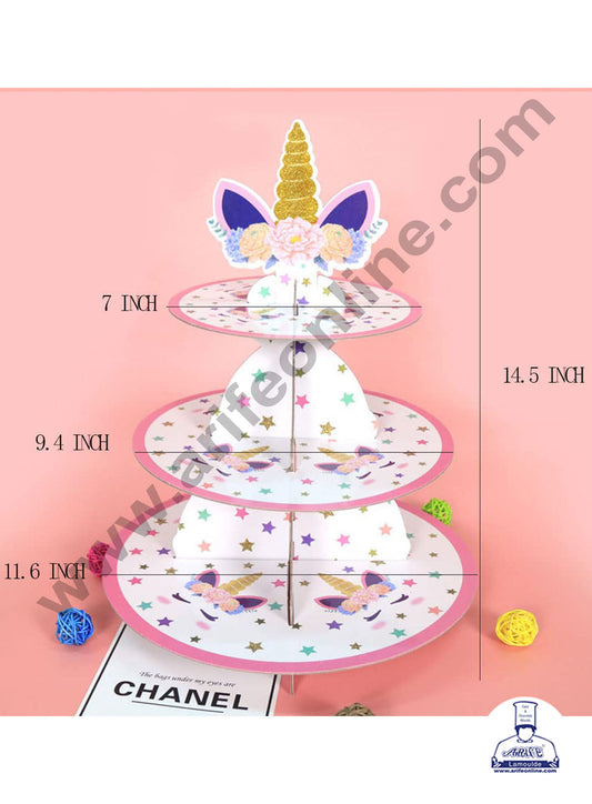 3-Tier Unicorn Cardboard Cupcake Stand (MOQ 12 PCS)