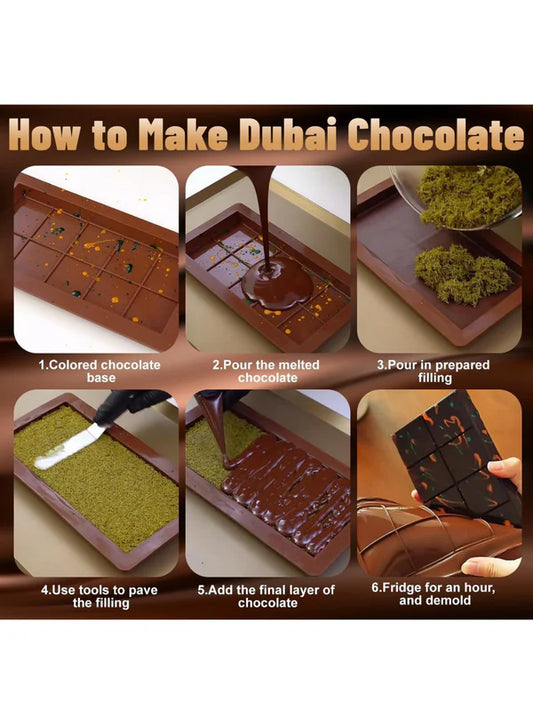 1 Cavity Deep Diamond Kunafa Chocolate Bar Silicone Mould | Pistachio Kunafa Chocolate Bar Mould (Design-09)