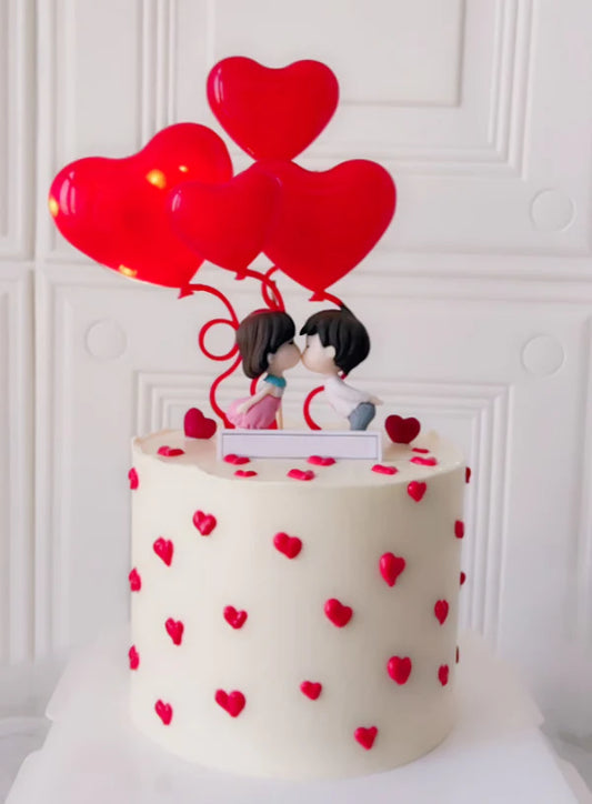 4 Pieces Plastic Heart Cake Toppers - Red ( SBT-H-Red ) (MOQ 12 PCS) (AE)