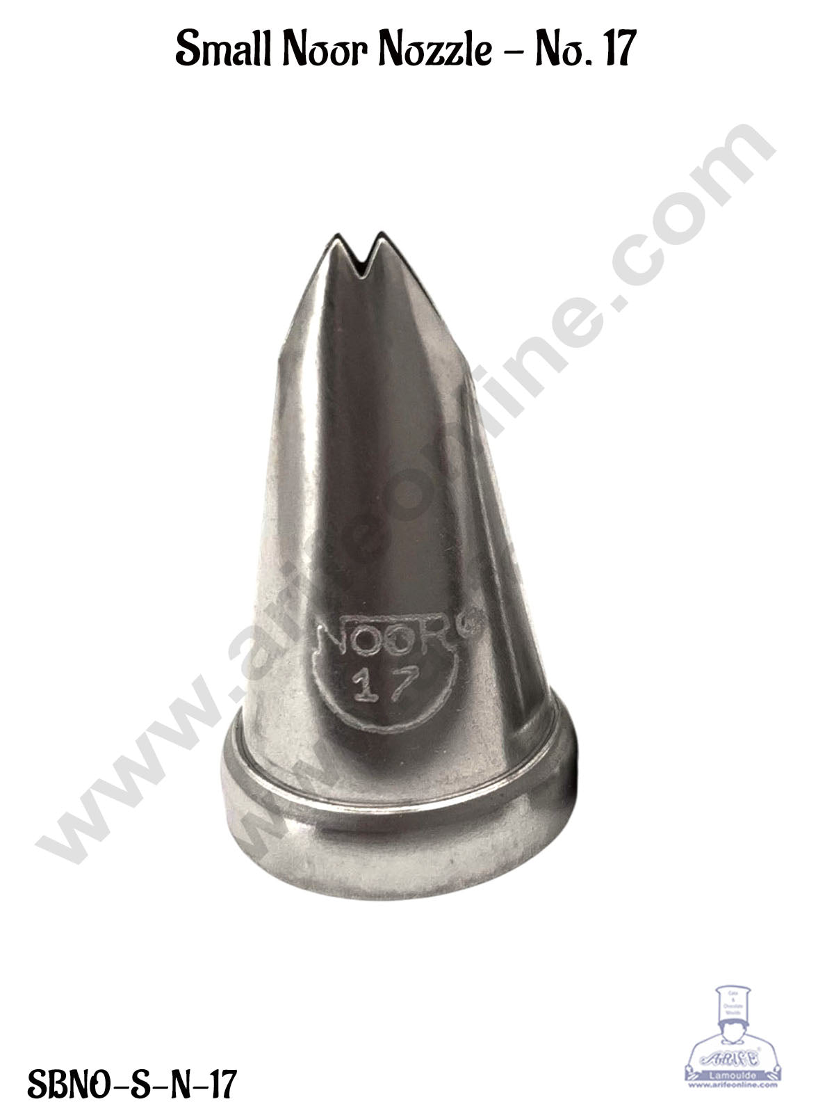 Small Noor Cake Icing Tip Nozzle No. 17 Shape Icing Nozzle with Collar Ring | Piping Steel Nozzle (MOQ 50 PCS)