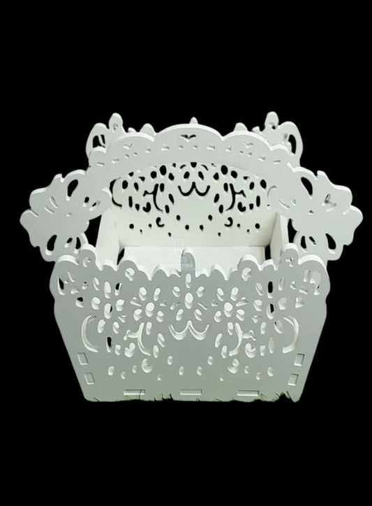 Ornate Lace-Cut Dessert Basket Stand Set | 1 Piece Pack | (MOQ 12 PCS)