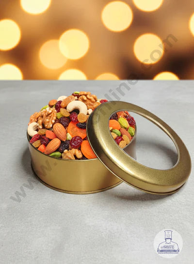 Dream Tin with Window (IMP) | Dream Cake Tin | Torte cake | Cookie |Golden|13.5 cm x 5 cm|Big (OD)