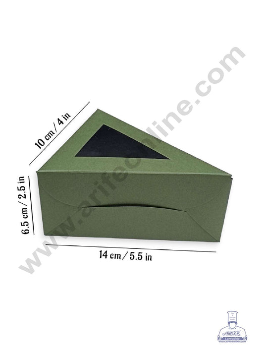 1 Cake Slice Box | Triangle Shape Cheese Slice Box | Pastry Box | Chocolate Box - Dark Olive Green (10 pcs Pack) (MOQ 10 PACK)