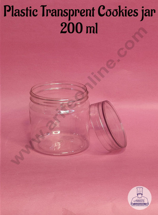 1 Piece Tall Plastic Transparent Cookies Jar With Clear Cap - 200 ml (MOQ 100 PCS) (RR)