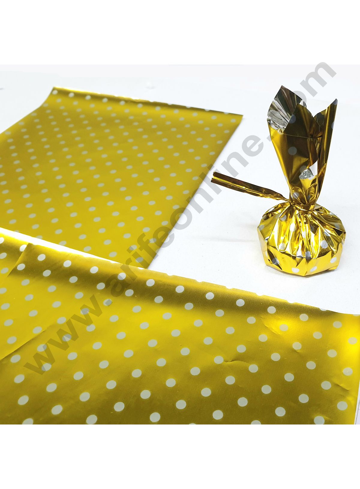 Cake Decor Dotted Metallic Plastic Chocolate Wrapper, Multicolour