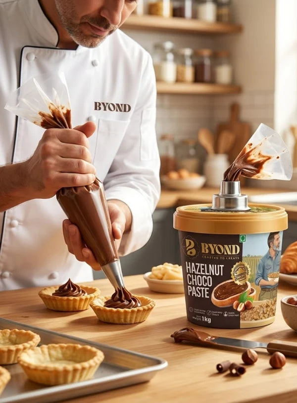 BYOND Hazelnut Choco Paste | Ready-to-Use Hazelnut Chocolate Paste for Cakes, Desserts & Spreads (1 Kg) (Beyond-HCP)