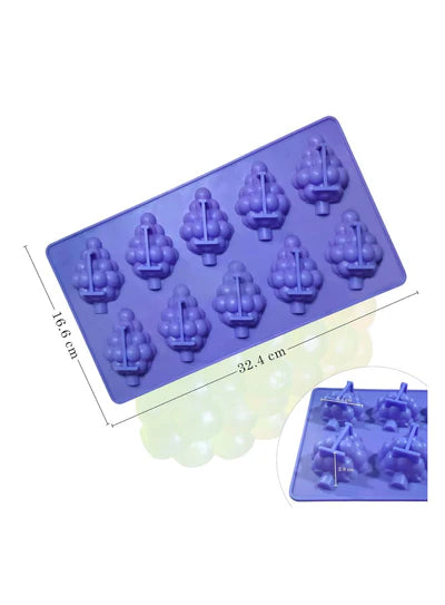 10-Cavity Grape Shape Silicone Popsicle & Dessert Mould | Non-Stick Flexible Ice Cream, Kulfi, Chocolate & Jelly Maker | BPA-Free Reusable DIY Baking Tray (SBSM-MB-8600) (RLE)