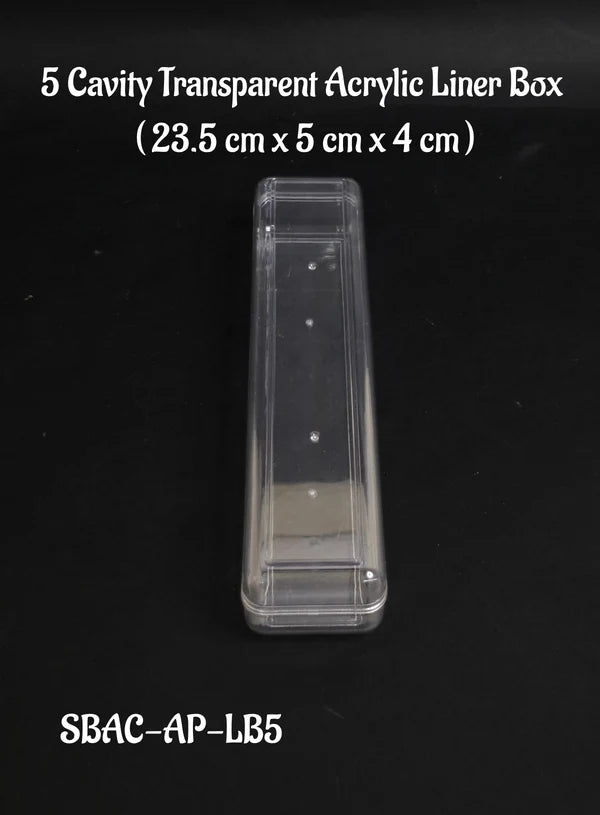 5 Cavity Transparent Acrylic Liner Box for Sweets & Confectionery | Clear Dessert, Chocolate & Gift Box (SBAC-AP-LB5) (MOQ 500 PCS)