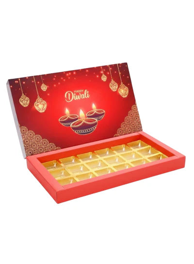 18 Cavity Diwali Sliding Hamper Box Without Cavity - Red (1 Piece Pack) - (MOQ 50 PCS)