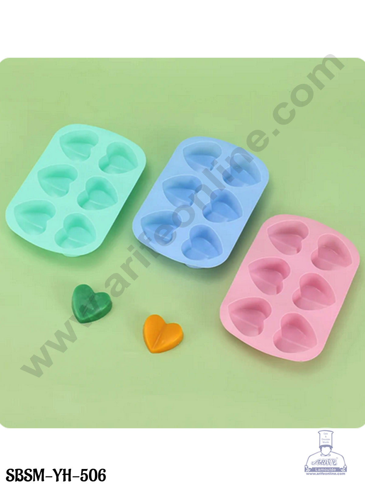 6 Cavity Fancy Heart Shape Silicone Chocolate Mould Tray | Soap, Candle and Muffin Mould