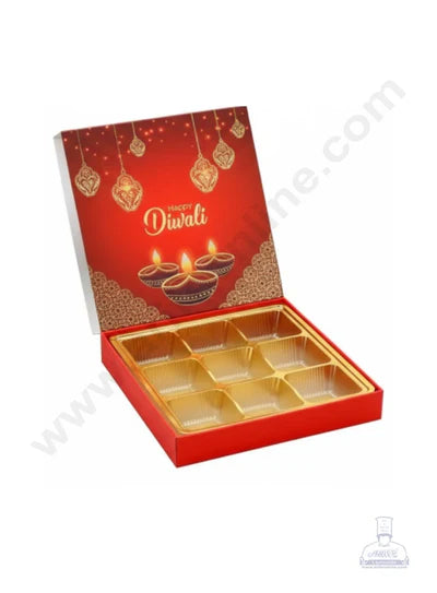 9 Cavity Diwali Sliding Hamper Box Without Cavity - Red (1 Piece Pack) (MOQ 50 PCS)