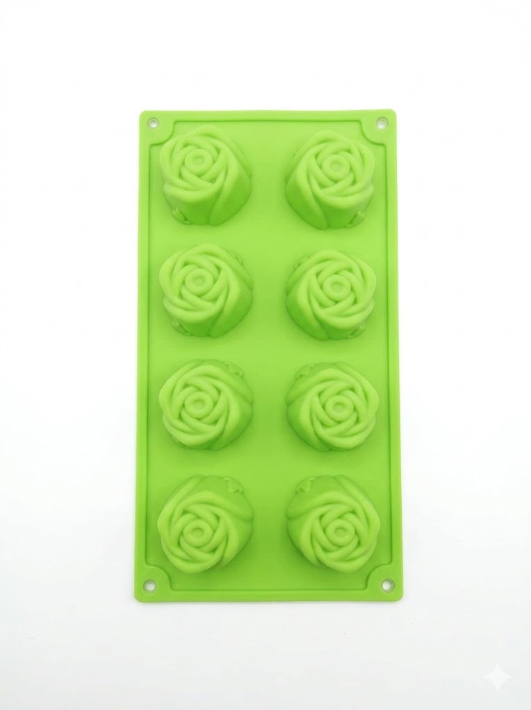 8 Cavity Rose Flower Silicone Moulds for Soaps and Chocolate Jelly Desserts Mould (MOQ 12 PCS)