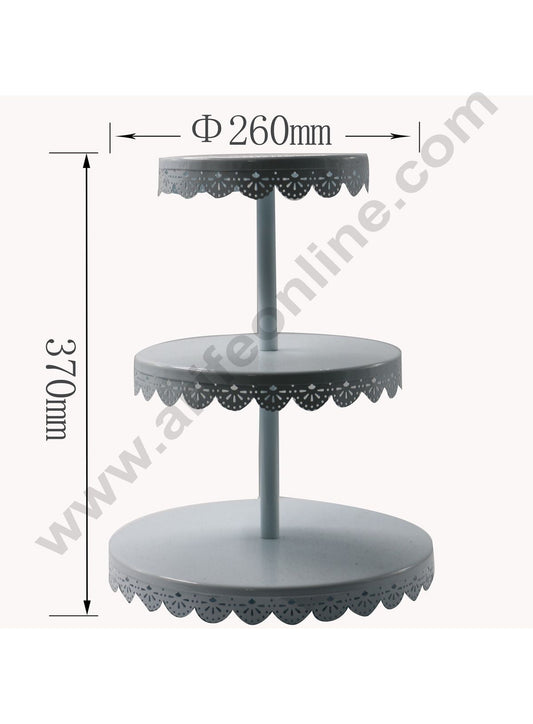3 tier Metal Plates Cup Cake Stand & Dessert Stand, White (MOQ 12 PCS)