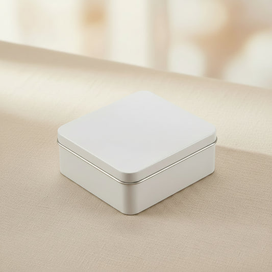 Rectangle Cookie Dream Tin Matte Finish - White | 12x10x4.5cm (SBDream-Rec-White) - (MOQ 100 PCS) (FO)