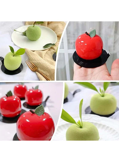 8-Cavity 3D Apple Shape Silicone Dessert Mould | Premium Non-Stick Flexible Mold for Mousse, Entremet, Cakes, Chocolate, Jelly & Ice Cream | Reusable Professional DIY Baking Tray (SBSM-MB-5018) (RME)