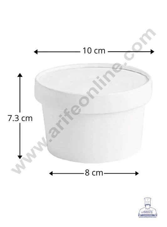 350ml White Kraft Paper Tub With Lid (MOQ 100 PCS)