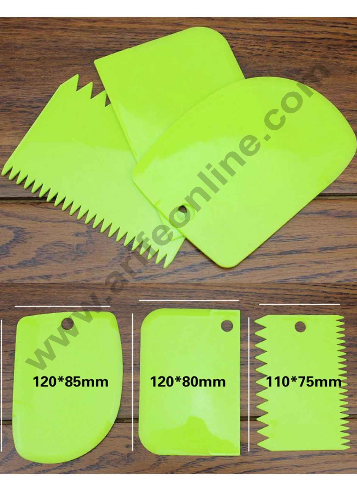 3pcs/Set Plastic Dough Scraper Cake Cutter, Chopper, Smoother Icing Fondant Cake Decorating Pastry Baking Tool (MOQ 12 PCS) (L)