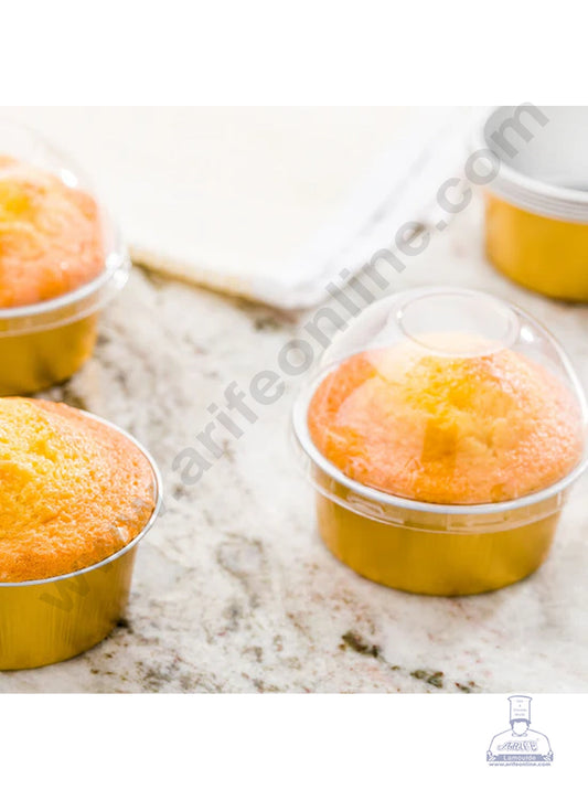 Round Frill Aluminium Tin Foil With Dome Lid Bake & Serve Cup| Aluminium Containers | Non-Stick Foil Baking Cups - 2000 Pcs per cartoon (MOQ 1 CRTN) (M)