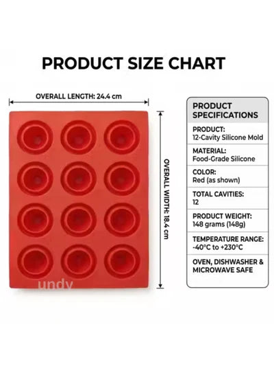 12-Cavity Strawberry Shape Silicone Mould – 3D Non-Stick Chocolate, Candy, Jelly & Fondant Making Mold for Baking & Dessert Decoration (SBSM-MB-5016) (RME)