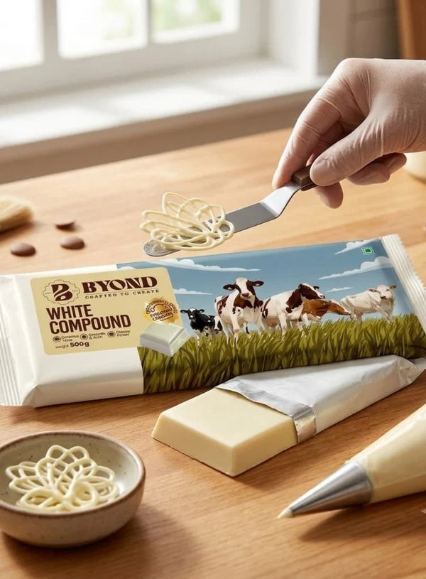 BYOND White Compound | Professional White Compound Chocolate for Baking, Moulding & Desserts (500 g) (Beyond-WC)