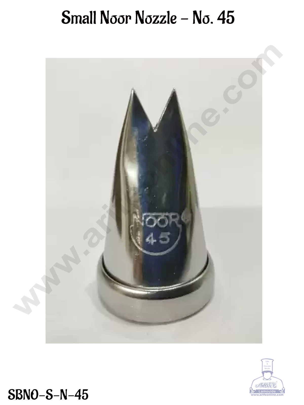 Small Stainless Steel Noor Nozzle No.45 (Large Leaf) Shape Cake Icing with Collar Ring | Piping Steel Nozzle (MOQ 50 PCS)