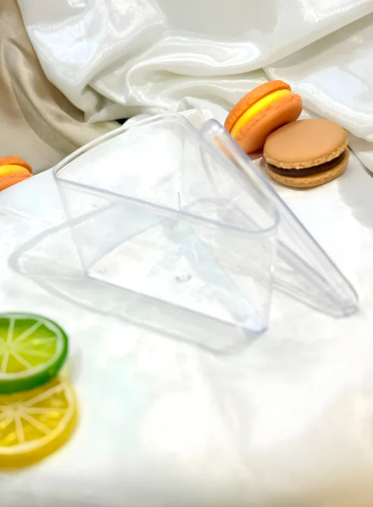 Clear Big Triangle Pastry & Tiramisu Dessert Box with Lid – 240 ml (Pack of 20) | Transparent Cake Slice Container for Bakery, Mousse & Tiramisu Packaging ( SB-UPB003) (MOQ 100 PCS) (ID)