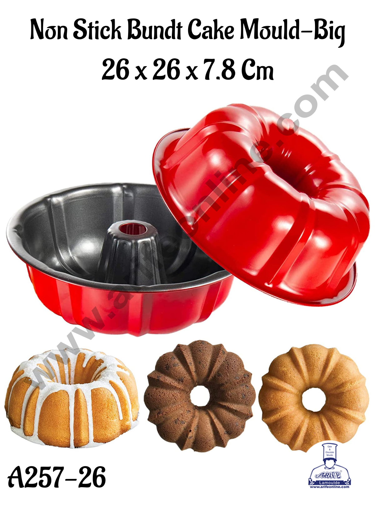 NON STICK BUNDT CAKE MOULD (BIG) A-257-26 (MOQ 12 PCS) (AID)
