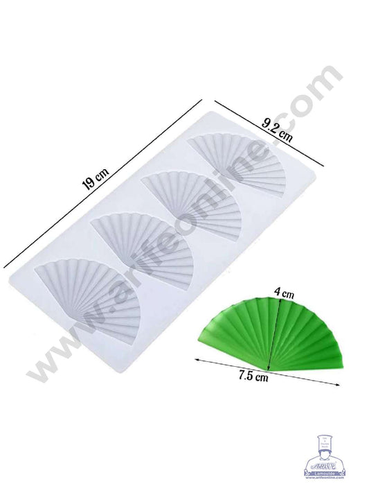 Silicon 4 in 1 Palm Leaf Fan Shape Chocolate Garnishing Mould Cake Insert Decoration Mould (MOQ 12 PCS) (FD)