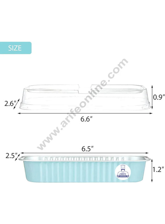 Rectangle Aluminium Tin Foil Bake & Serve Cup with Lid | Aluminium Containers | Non-Stick Foil Baking container - Blue - 2000 Pcs per cartoon (MOQ 1 CRTN) (L)