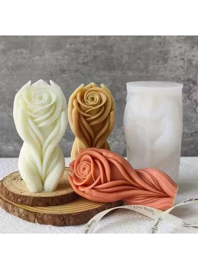 3D Hand-Cupped Rose Pillar Silicon Candle Mold│SB-SCM-DYF7670│ (MOQ 12 PCS) (AFD)