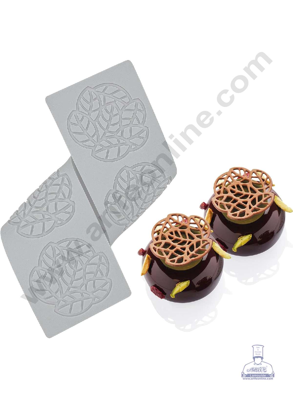 5 Cavity Leaf Flower Cutout Silicone Lace Mould, Cake Decorative Silicone Lace Mat Cake Baking Mat (SBSM-JSC3863) (MOQ 12 PCS) (EE)