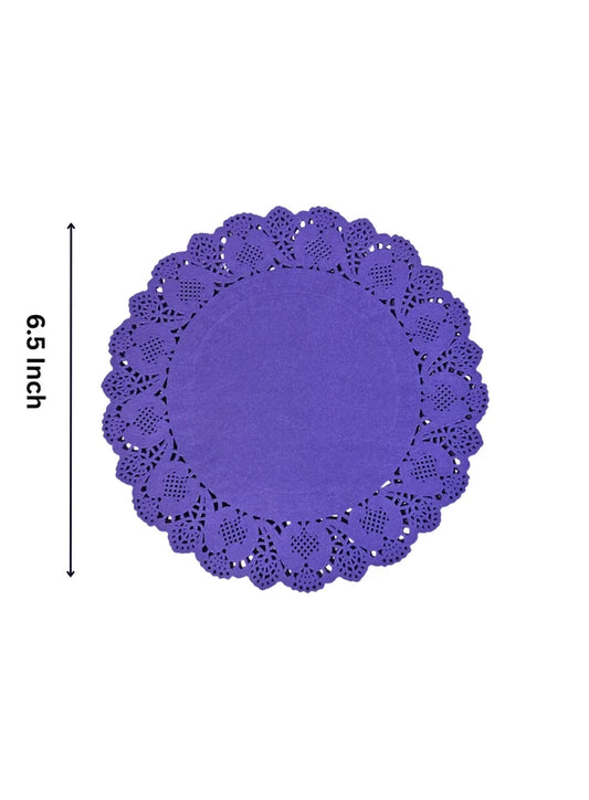6.5 inch Paper Doilies | Round Placemats | Decorative Accessories | Disposable Paper Mats - Purple -100 pcs Pack (SBPD-P-6.5) (MOQ 12 PACK)
