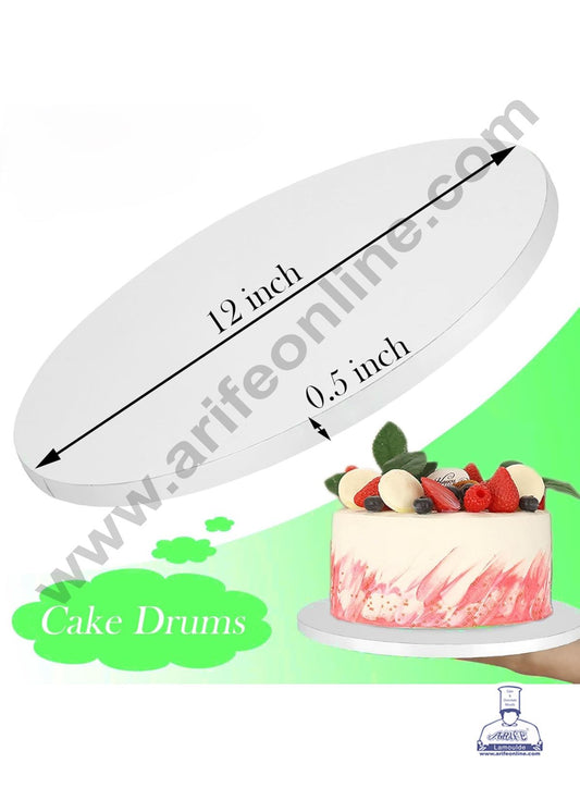White Round Drum Cake Board Cake Base - 12 inch (MOQ 50 PCS) (MD)