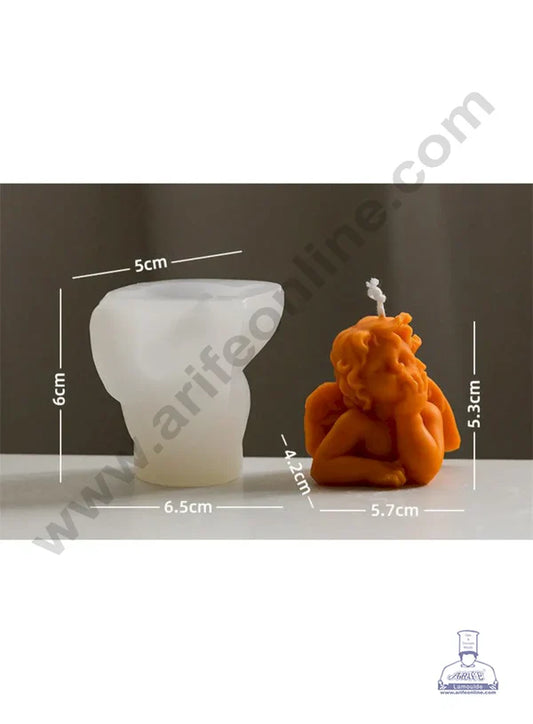 3D Silicon 1 Cavity Cute Little Angel Shape Silicon Candle Mould, Silicon Soap Mould (SBSP-DYF6976) - CAKE DECOR™ (MOQ 12 PCS) (LD)