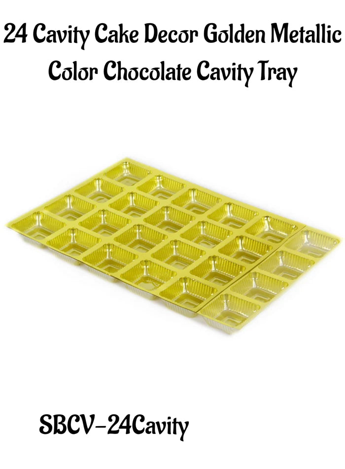 24 Cavity Golden Metallic Color Chocolate Cavity Tray (MOQ 100 PCS) (U)