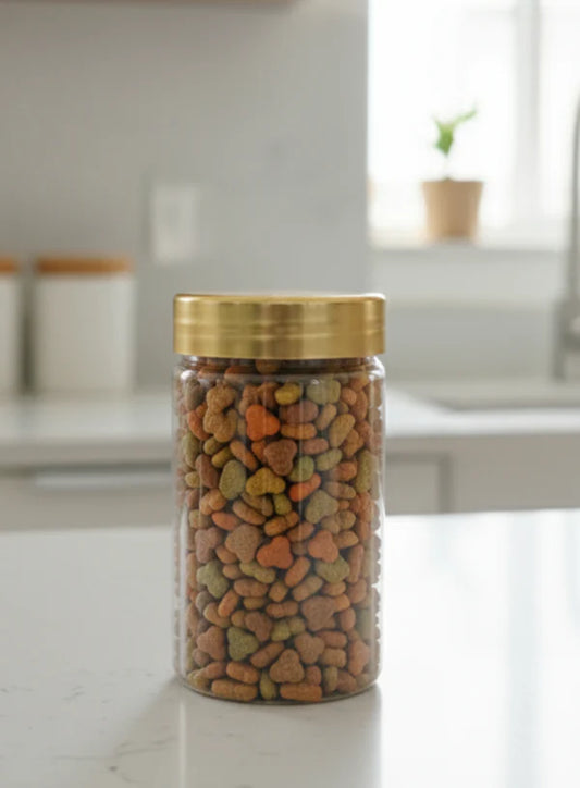 Clear Plastic Pet Jar with Golden Lid - 1 Piece - 220 ml - (SB-PTJ-220) (MOQ 100 PCS) (AF)