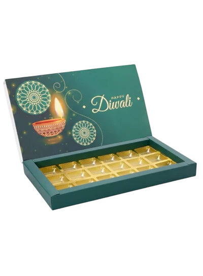 18 Cavity Diwali Sliding Hamper Box Without Cavity - Green (1 Piece Pack) - (MOQ 50 PCS)