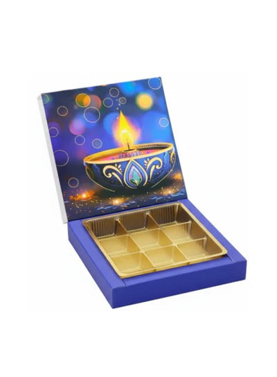 9 Cavity Diwali Sliding Hamper Box Without Cavity - Blue (1 Piece Pack) (MOQ 50 PCS)