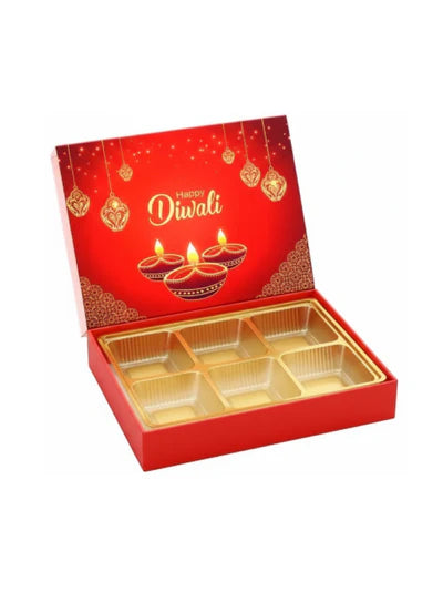 6 Cavity Diwali Sliding Hamper Box Without Cavity - Red (1 Piece Pack) (MOQ 50 PCS)