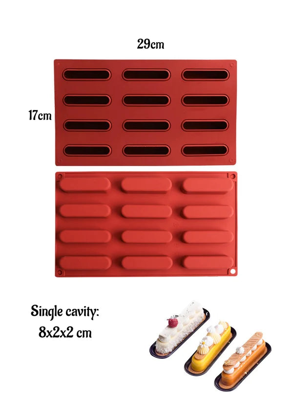 12 Cavity Finger Shaped Silicone Mold | Finger Dessert, Mousse, Éclair, Chocolate & Baking Tray (SBSM-LBM063) - (MOQ 12 PCS) (ARE)