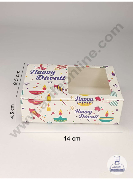 6 Cavity Diwali Theme Chocolate Box with Clear Window & Cavity ( 10 Piece Pack ) - White (MOQ 12 PACK) (UD)