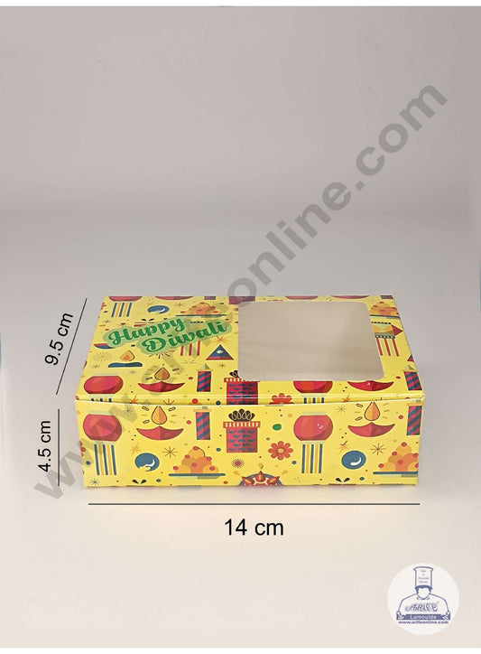 6 Cavity Diwali Theme Chocolate Box with Clear Window & Cavity ( 10 Piece Pack ) - Yellow (MOQ 12 PACK) (UD)