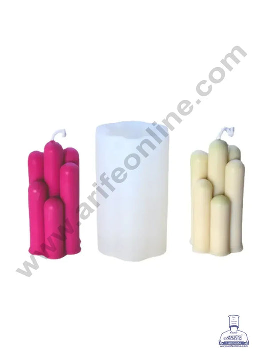 3D Silicon 1 Cavity Cylindrical Pillar Design Shape Silicon Candle Mould, Silicon Soap Mould (SBSP-DYF7010) - CAKE DECOR™ (MOQ 12 PCS) (RDD)