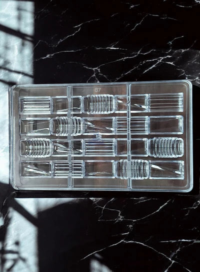Small Bakers 20-Cavity Polycarbonate Rectangular Bar Multi-Texture Chocolate Mold |SBPS-87|1 Piece| (MOQ 12 PCS) (UD)