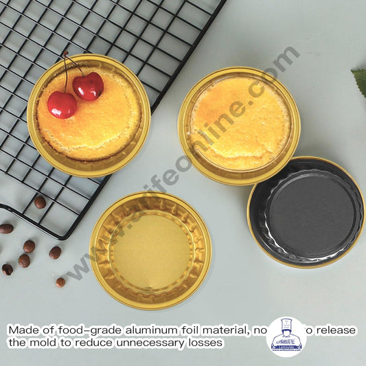 Black Round Frill Aluminium Tin Foil With Dome Lid Bake & Serve Cup| Aluminium Containers | Non-Stick Foil Baking Cups 2000 Pcs per cartoon (MOQ 1 CRTN) (M)